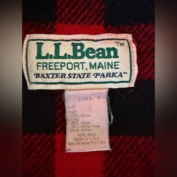 LL Bean vintage made in USA wool nylon Baxter State Park buffalo plaid check - L - Picture 4 of 8